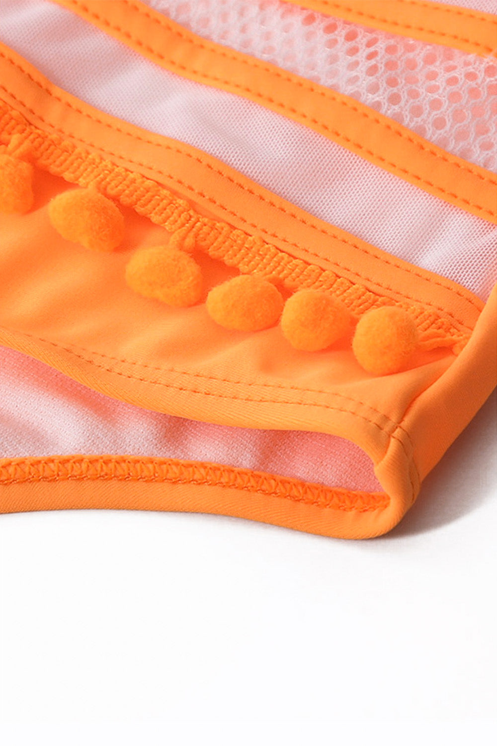 Iyasson Women's High Waist Two Pieces Bikini Set Padded Stripe Tassel Swimsuit