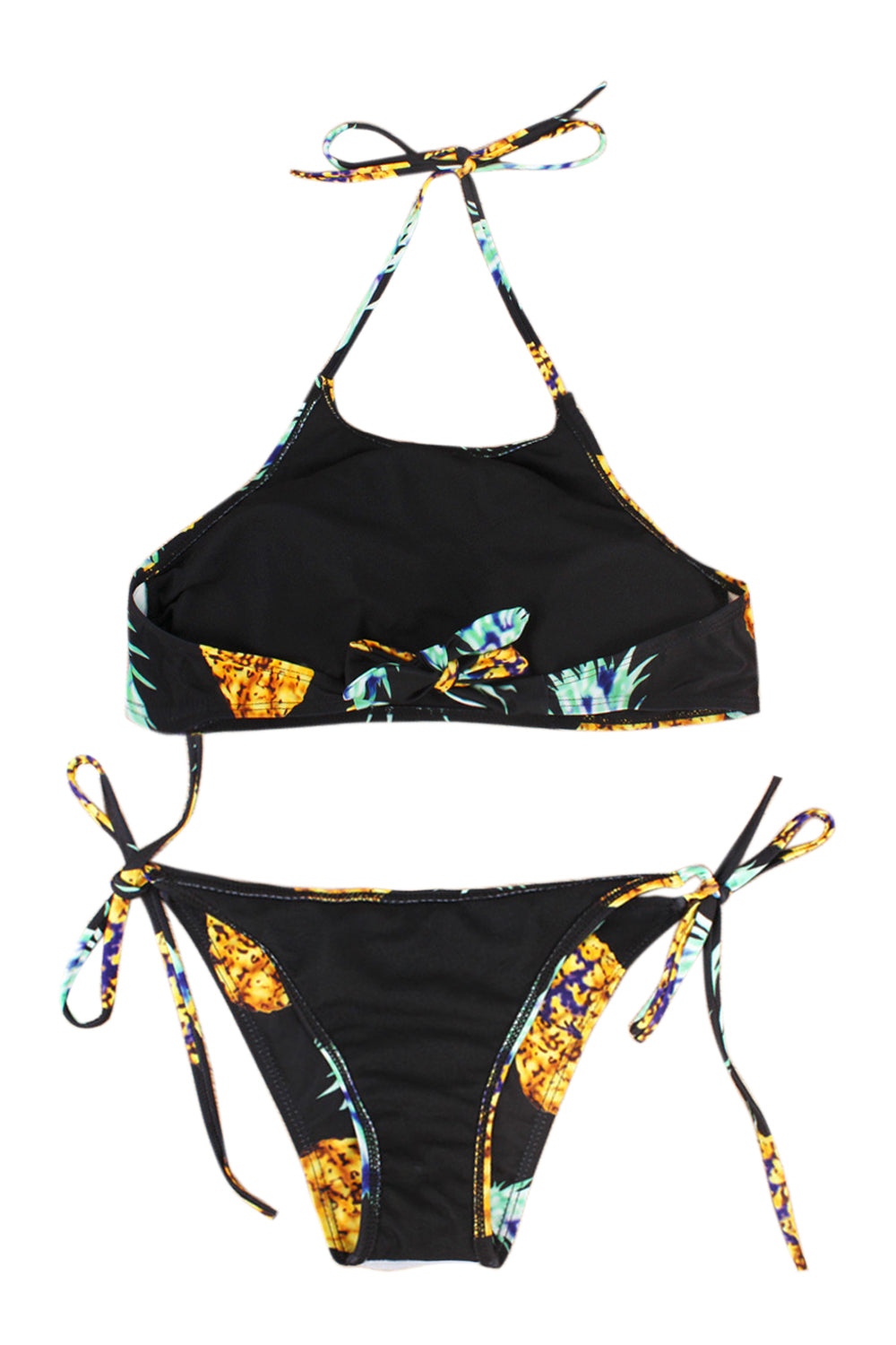Iyasson Pineapple Printing Halter Bikini Set