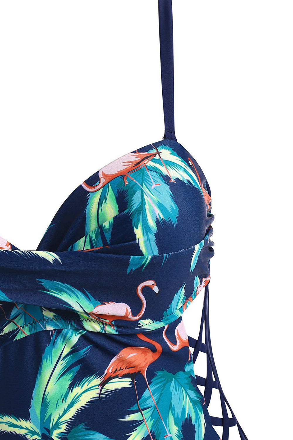 Lattice Flamingo Twist Front One-piece Swimsuit