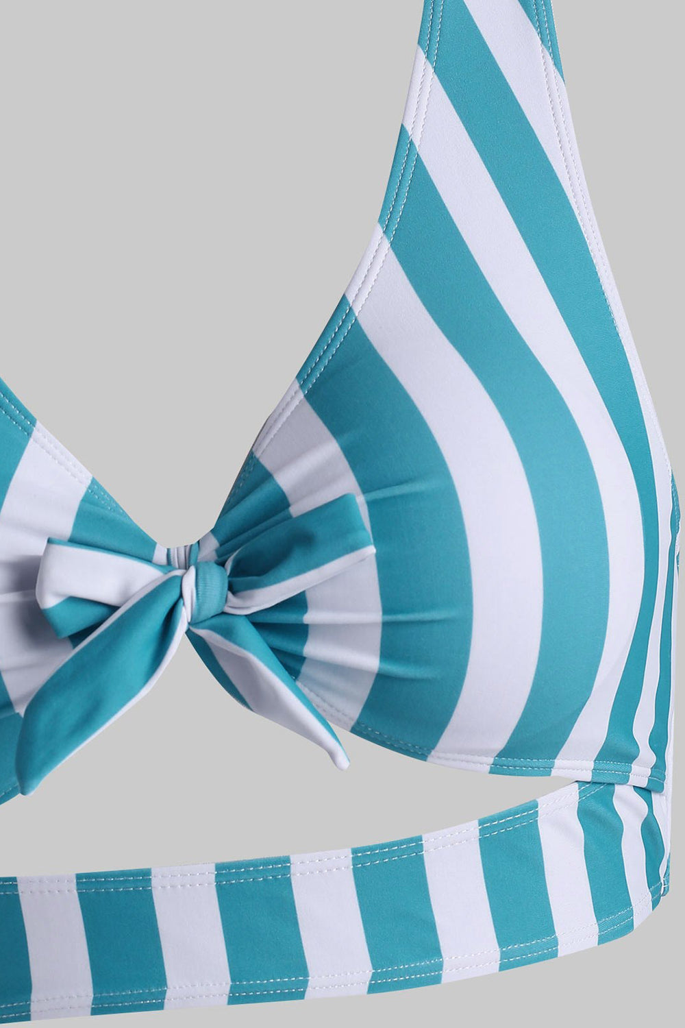 Striped Floral Cutout Lace-up Tankini Swimwear