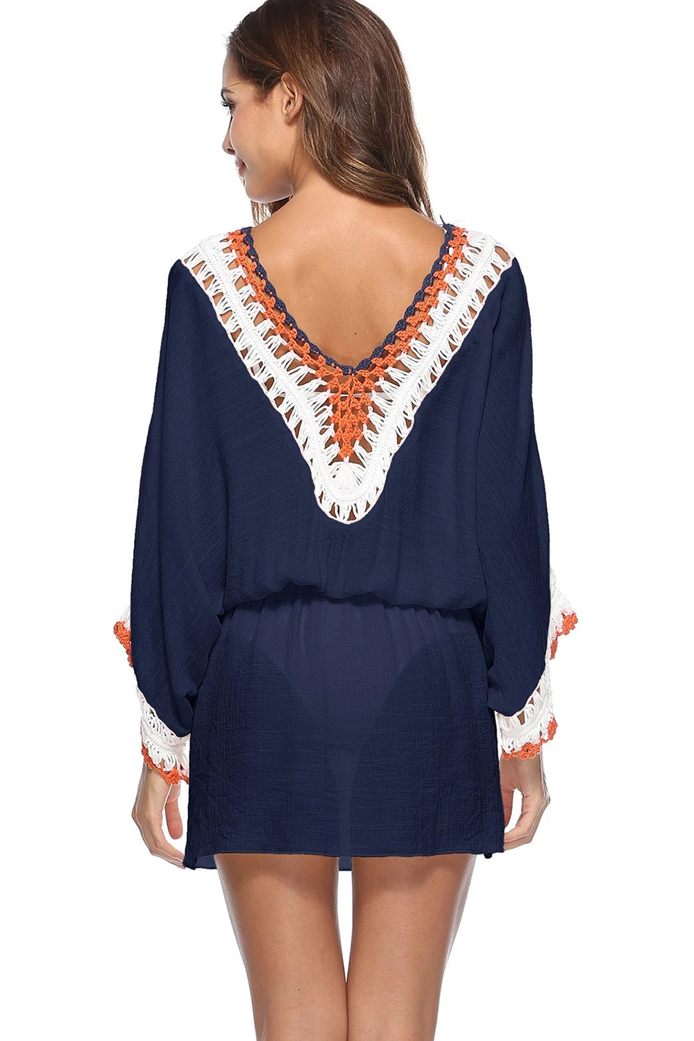 Crochet Panel Blouson Cover-up