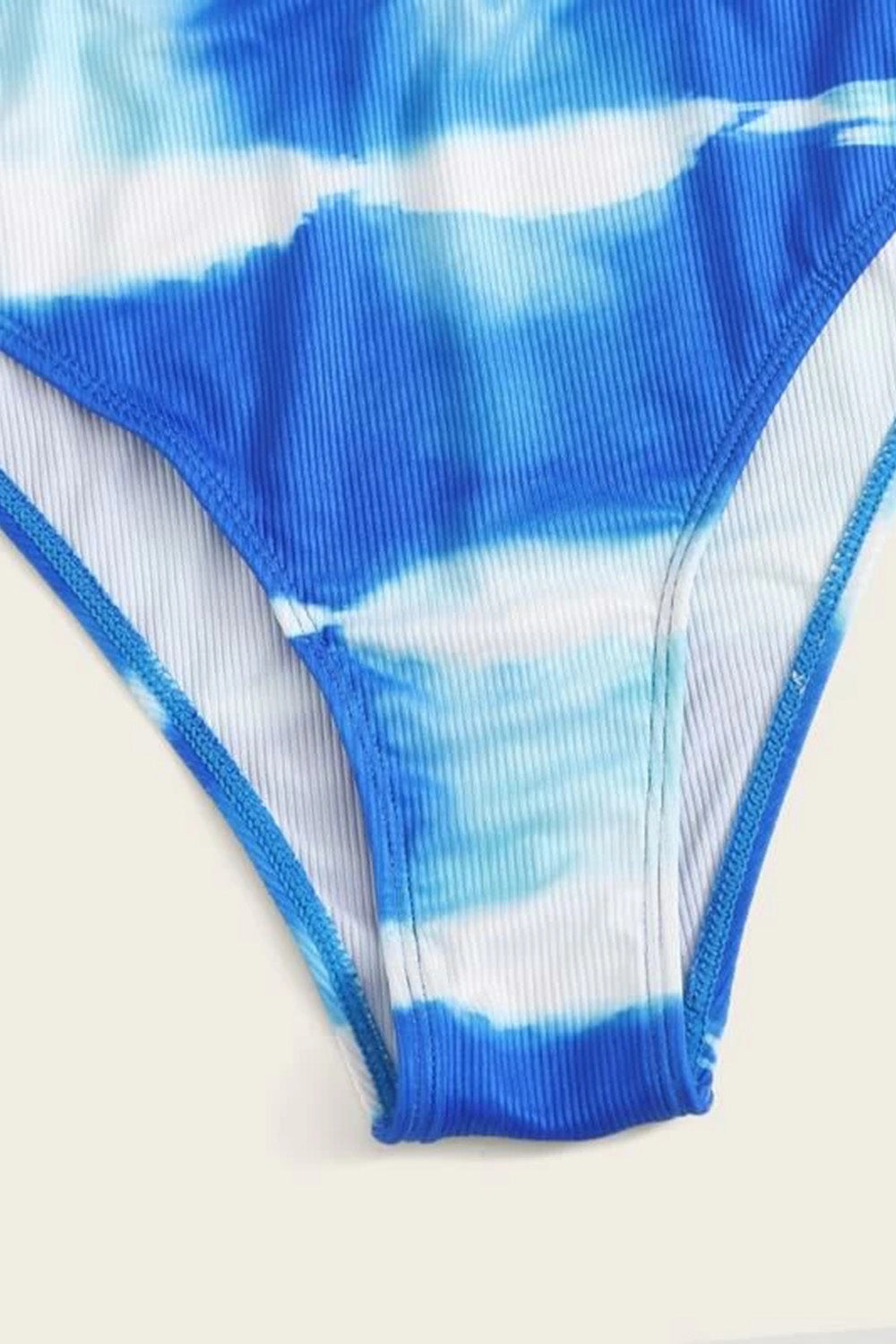 Tie Dye Rib Cut-out Front One Piece Swimsuit