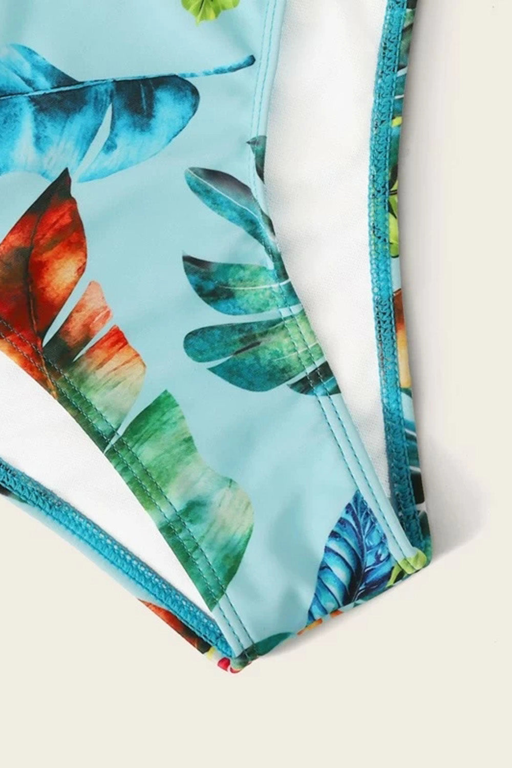 Tropical Bandeau Tie Side Bikini Swimsuit