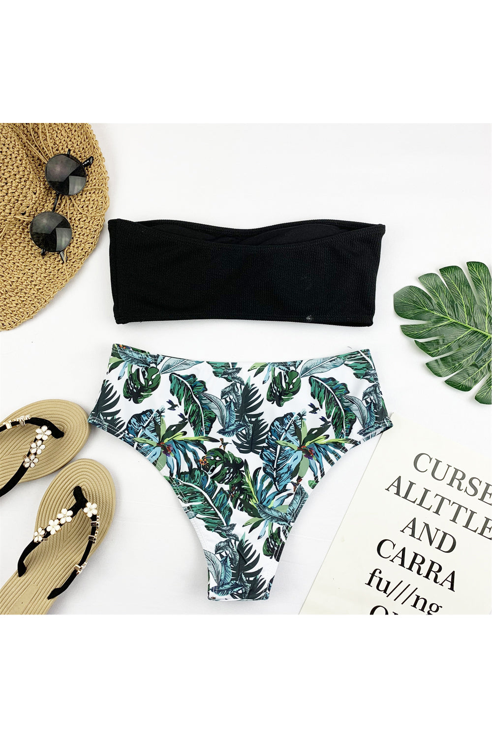 Sexy Bandeau Bikini Set Women Floral Print Swimwear