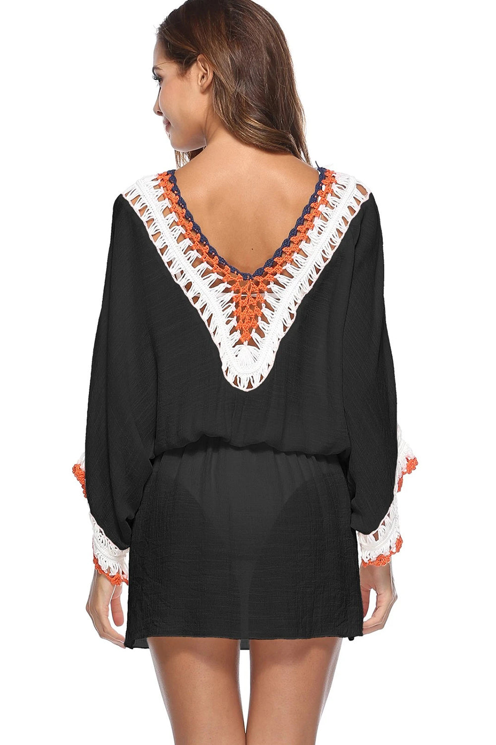 Crochet Panel Blouson Cover-up