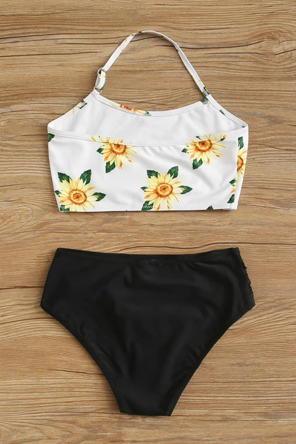 Girls Sunflower Print Halter Bikini