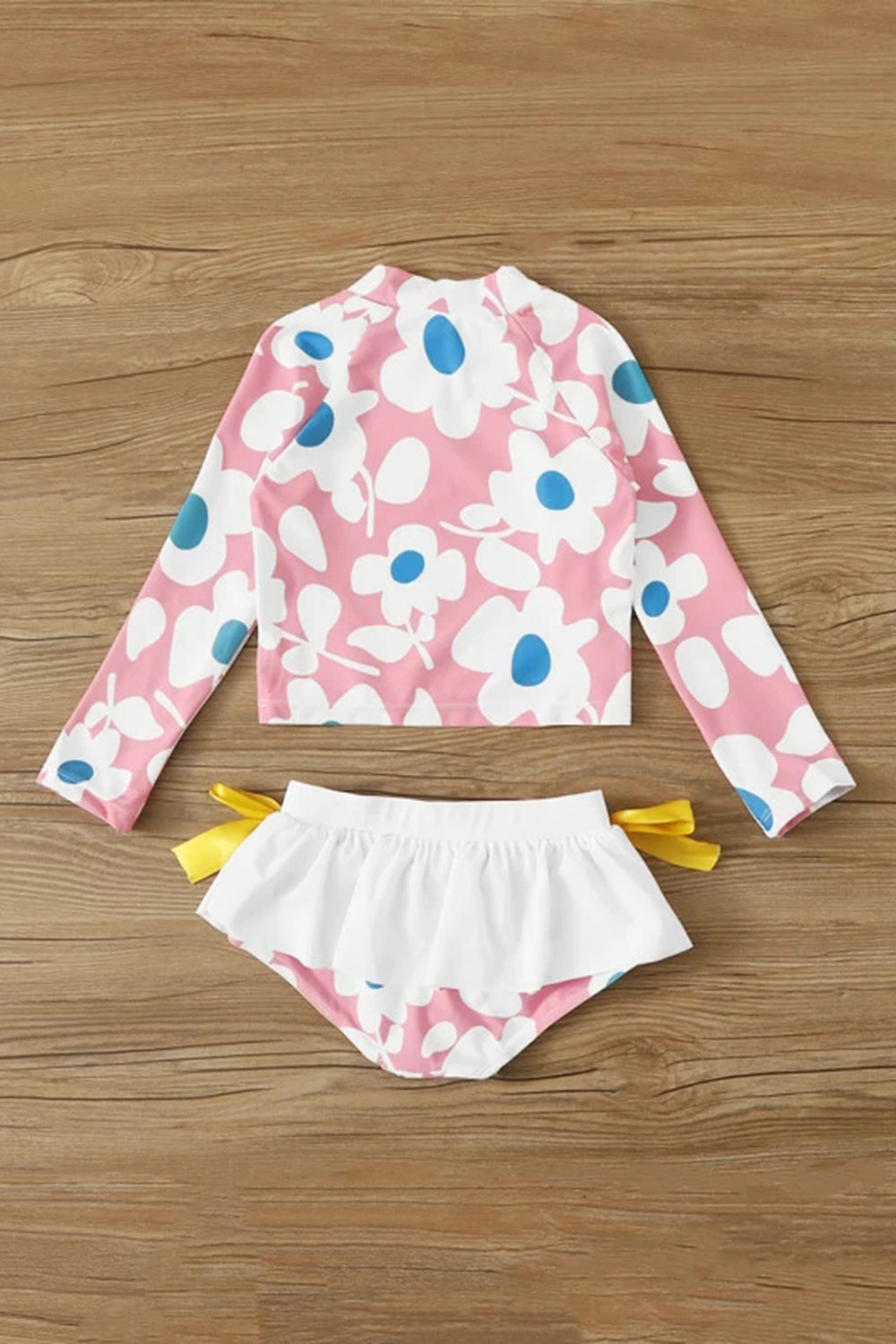 Toddler Girls Floral Print Long Sleeve Tankini