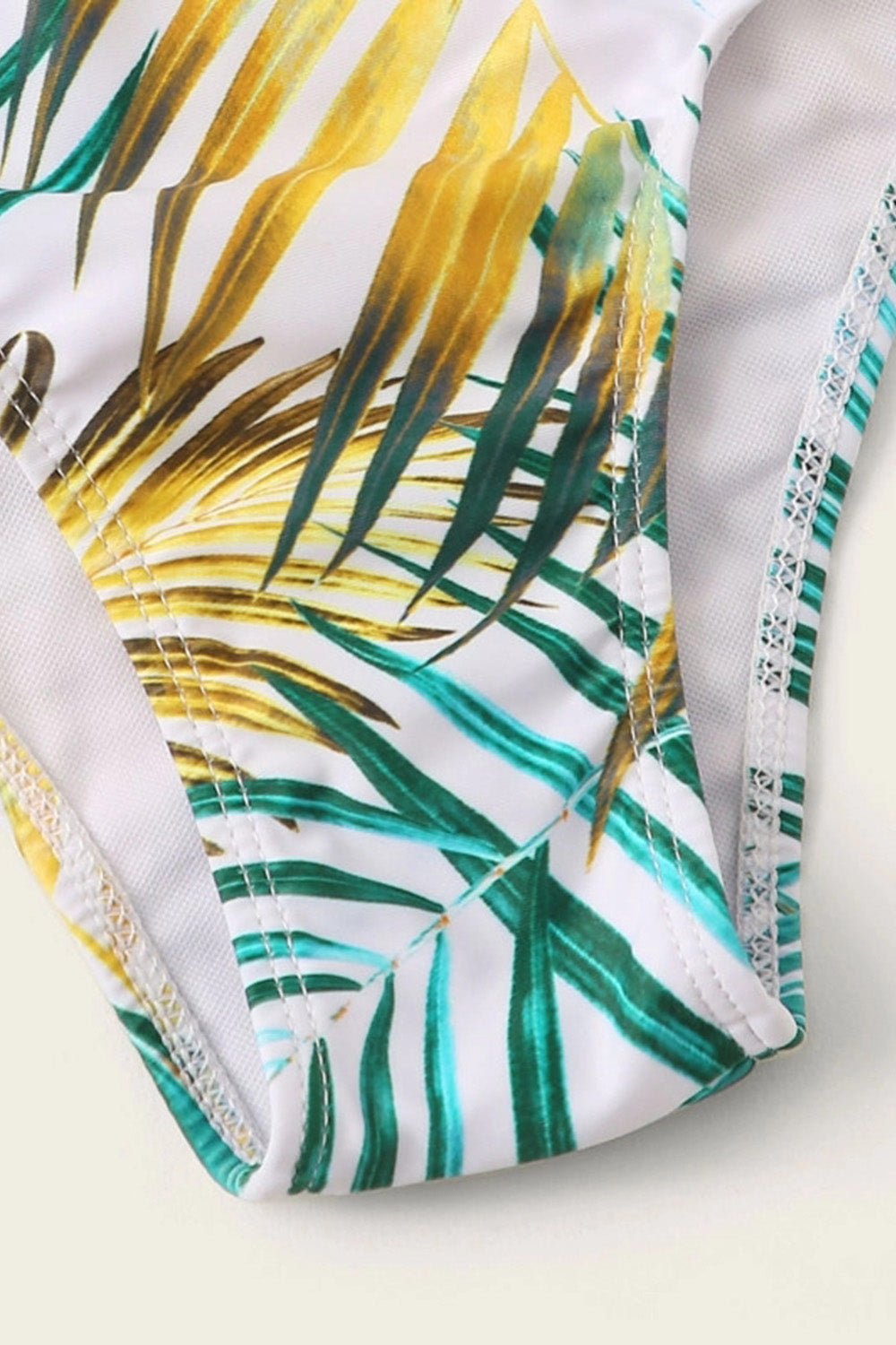 Random Leaf Bustier High Waist Bikini Swimsuit