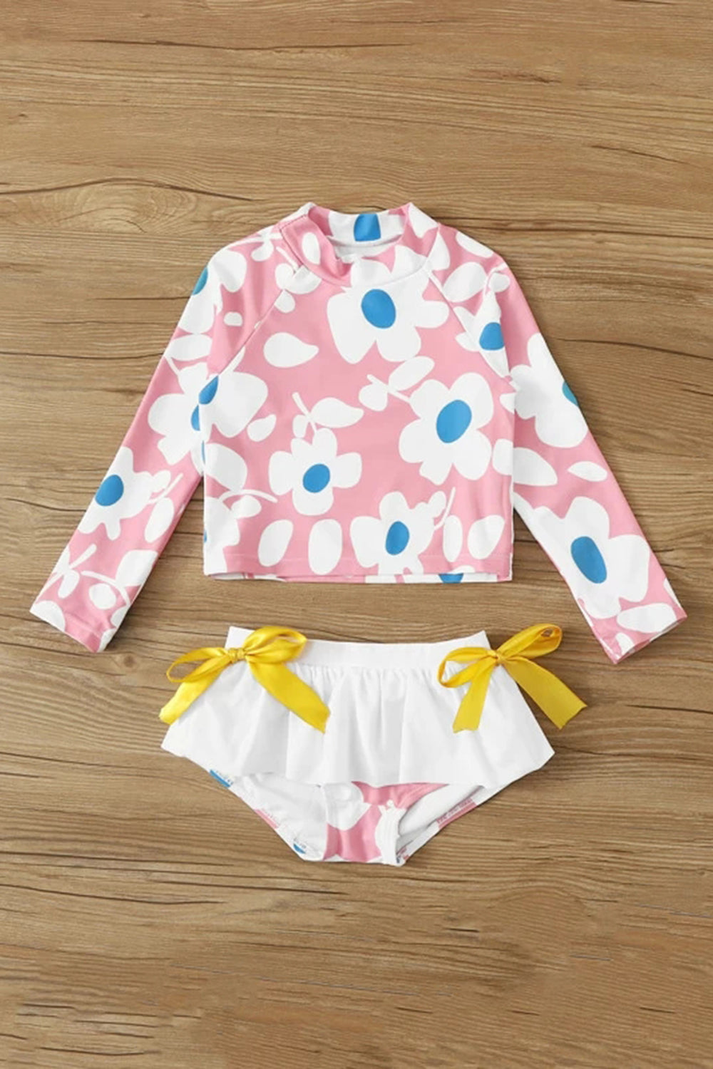 Toddler Girls Floral Print Long Sleeve Tankini