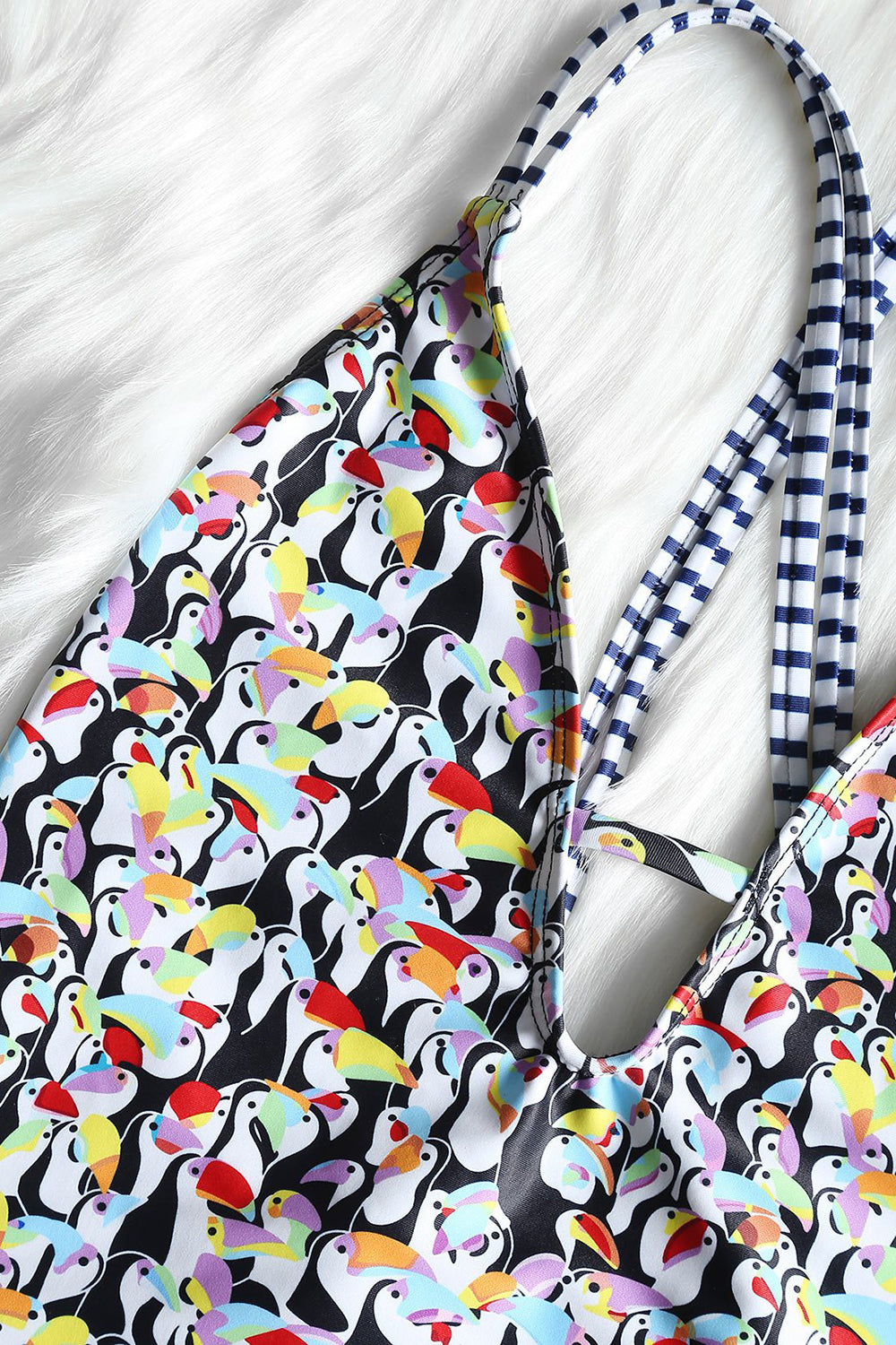 Penguin Print Deep V One-piece Swimsuit