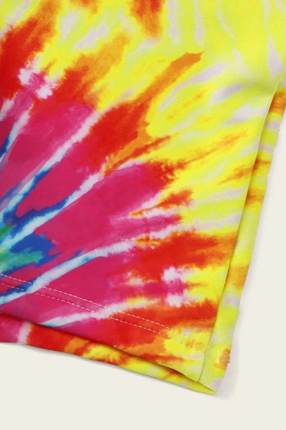 Girls Tie Dye Knot Front Top With Shorts Bikini Set