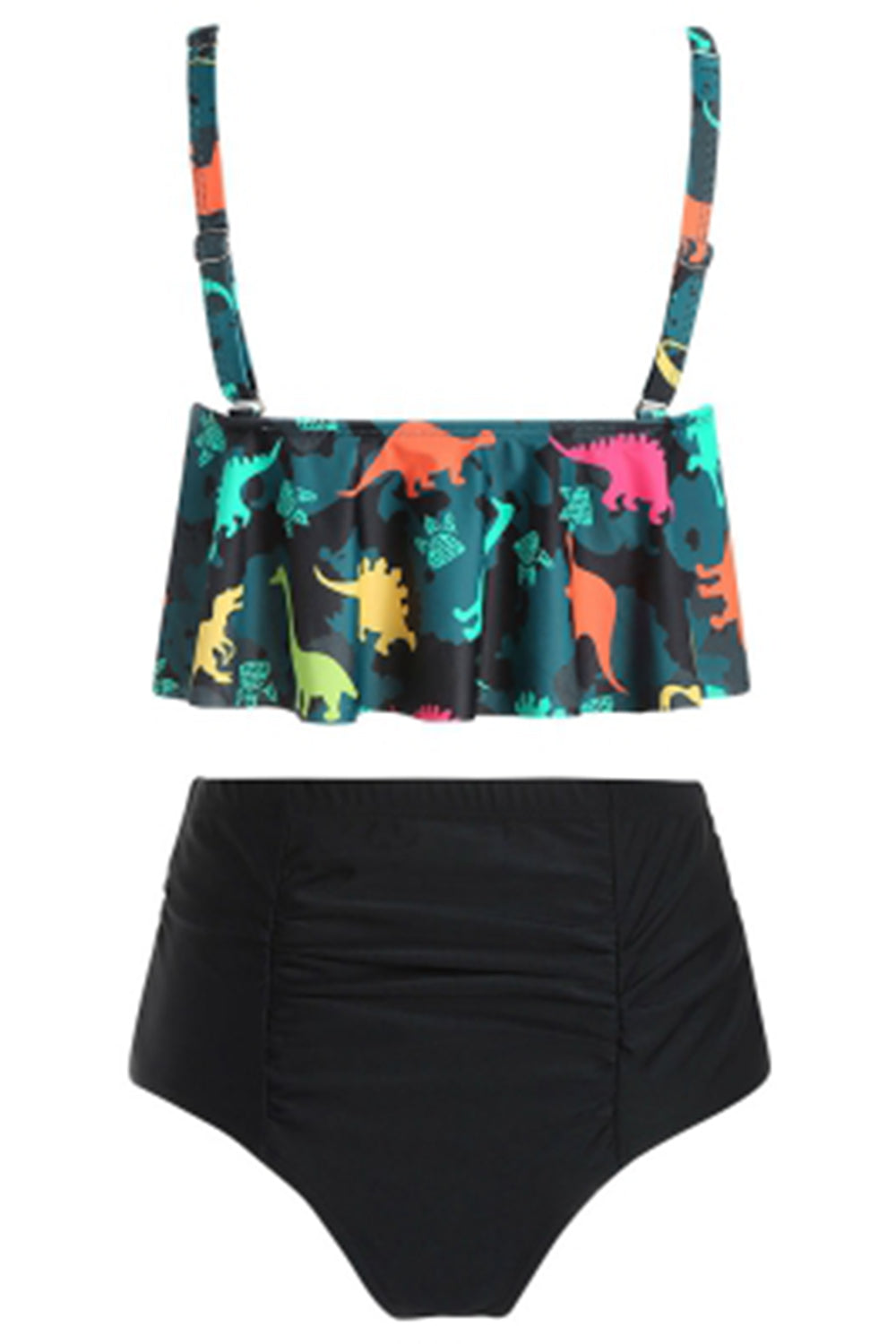 Women Dinosaur Print U-Neck High Waist Bikini Set