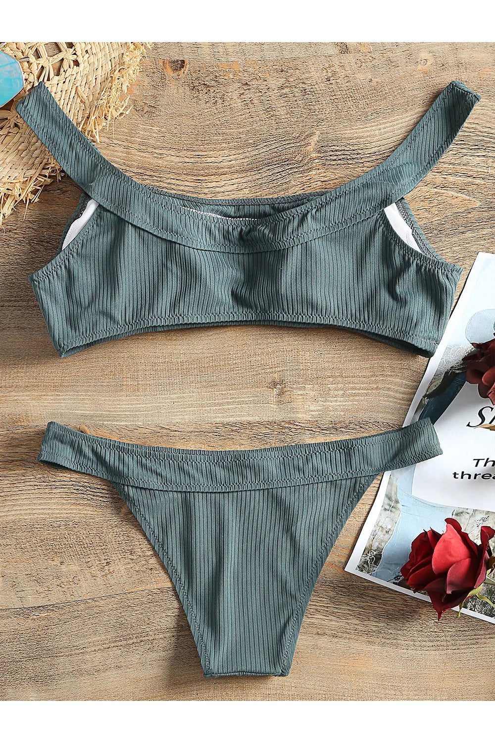 Ribbed Wireless Bikini Set