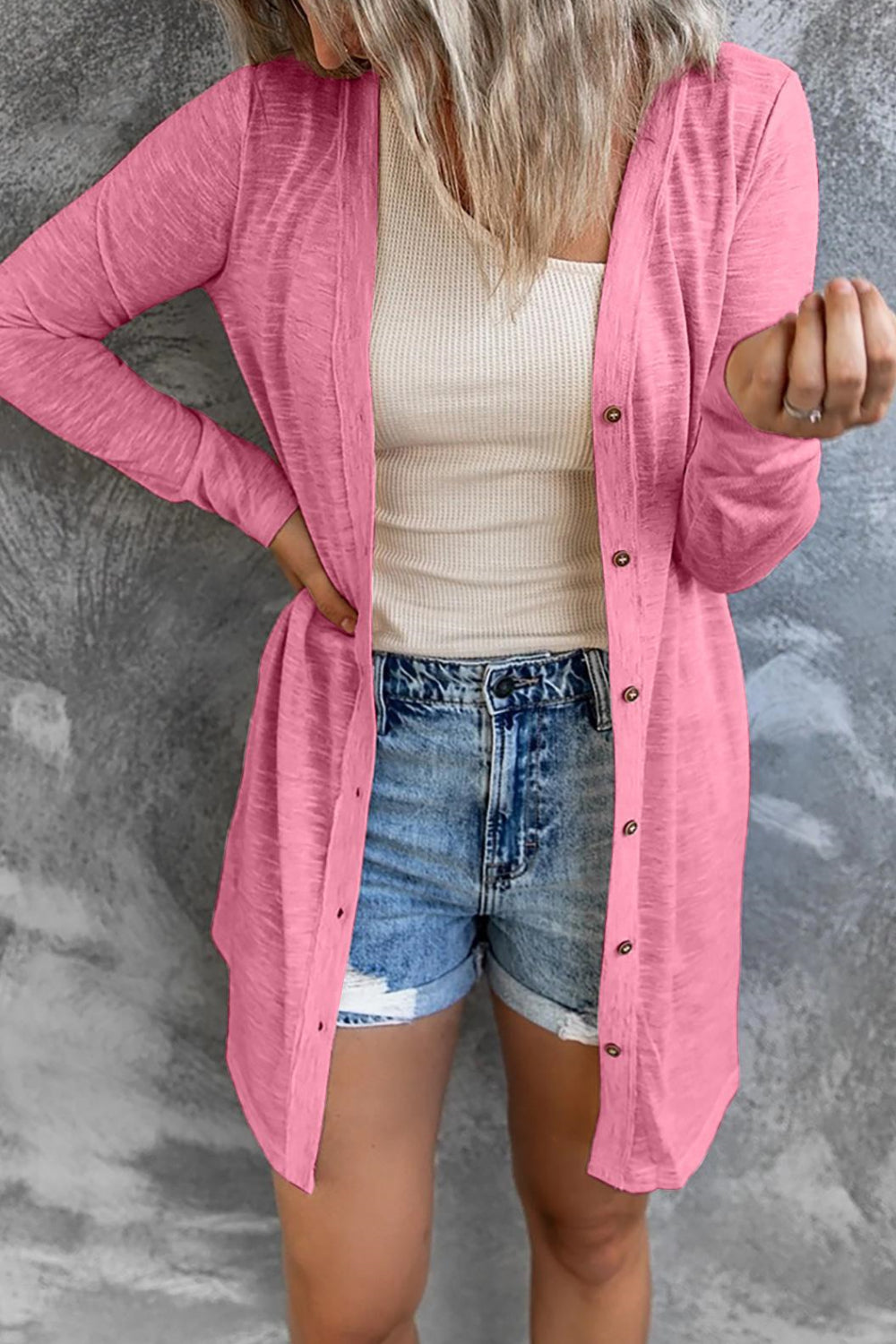 Women Button Long Casual Cardigan