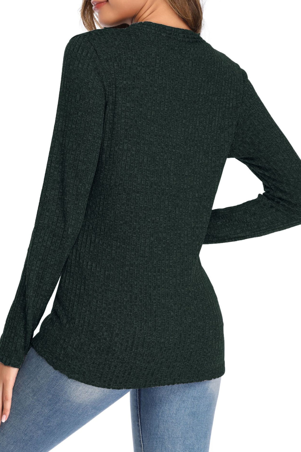 Women V-neck button long-sleeved Slim Knitted Sweater Pullover