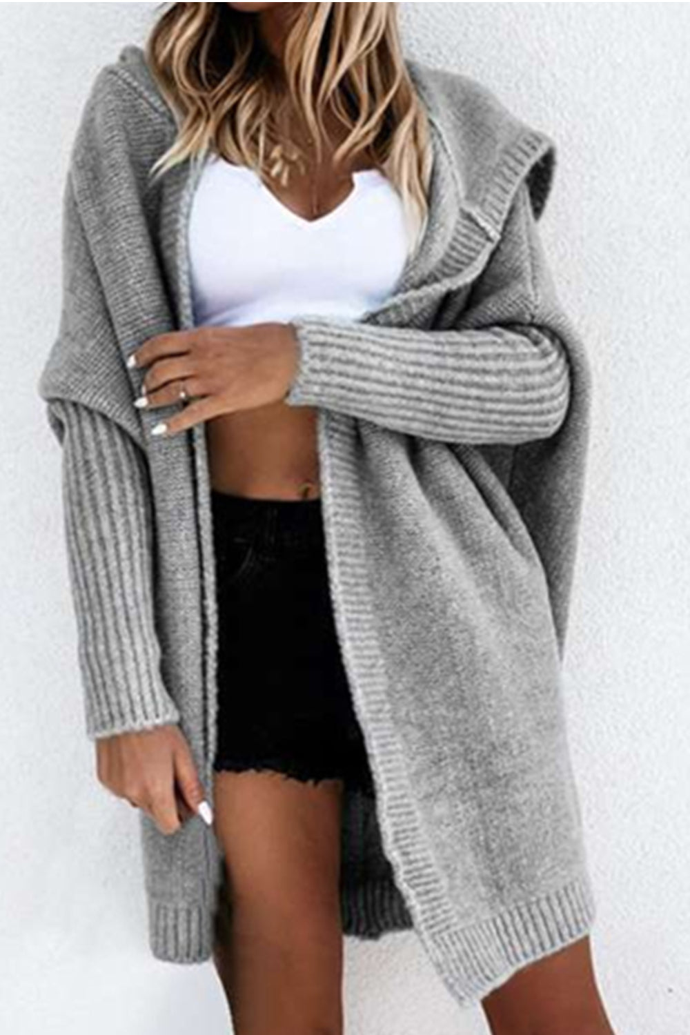 WOMEN LAPEL SOLID KNIT CHIC SWEATER COAT