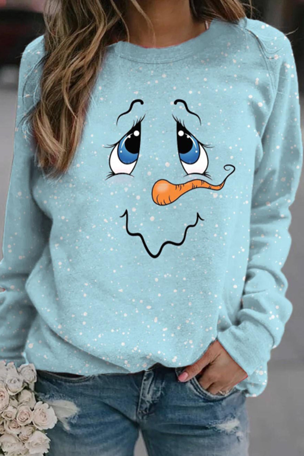 Christmas Cute Snowman Print Casual Sweatshirt