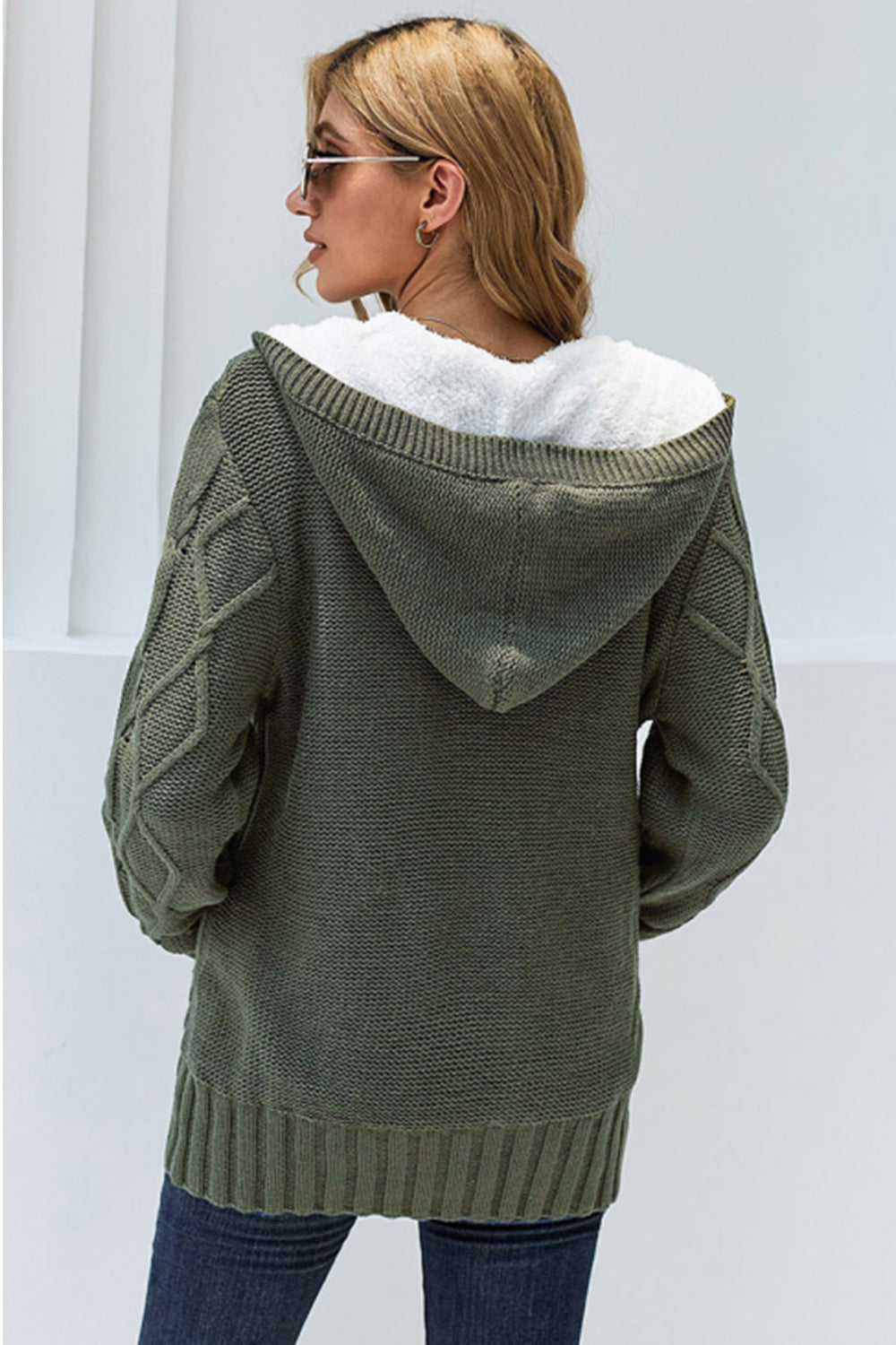 Womens Front Button Hooded Pocket Sweater Outwear Cardigan