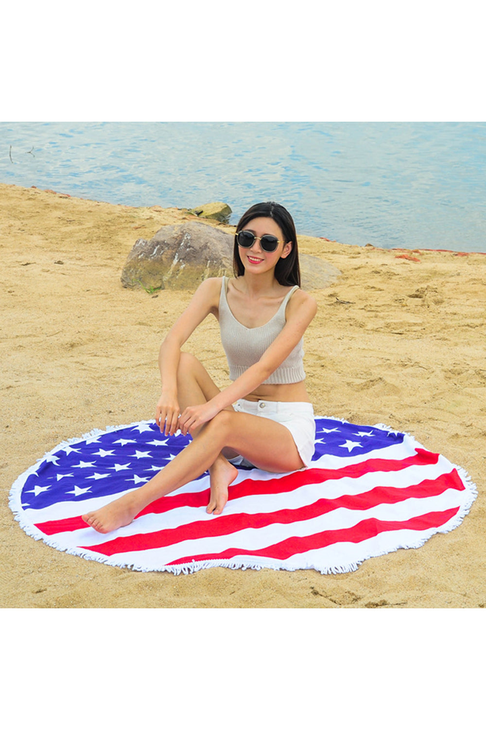 Tassel Giant National Flag Beach Towel Camping Mat