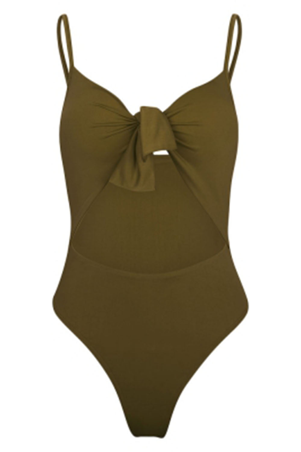 Spaghetti Strap Backless Padded Cut Out Tied Women Swimsuit