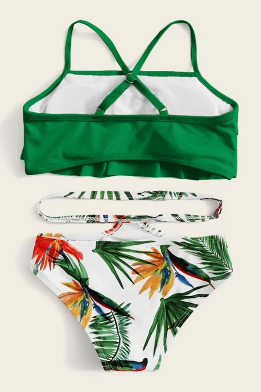 Girls Tiered Layer Top With Random Tropical Bikini