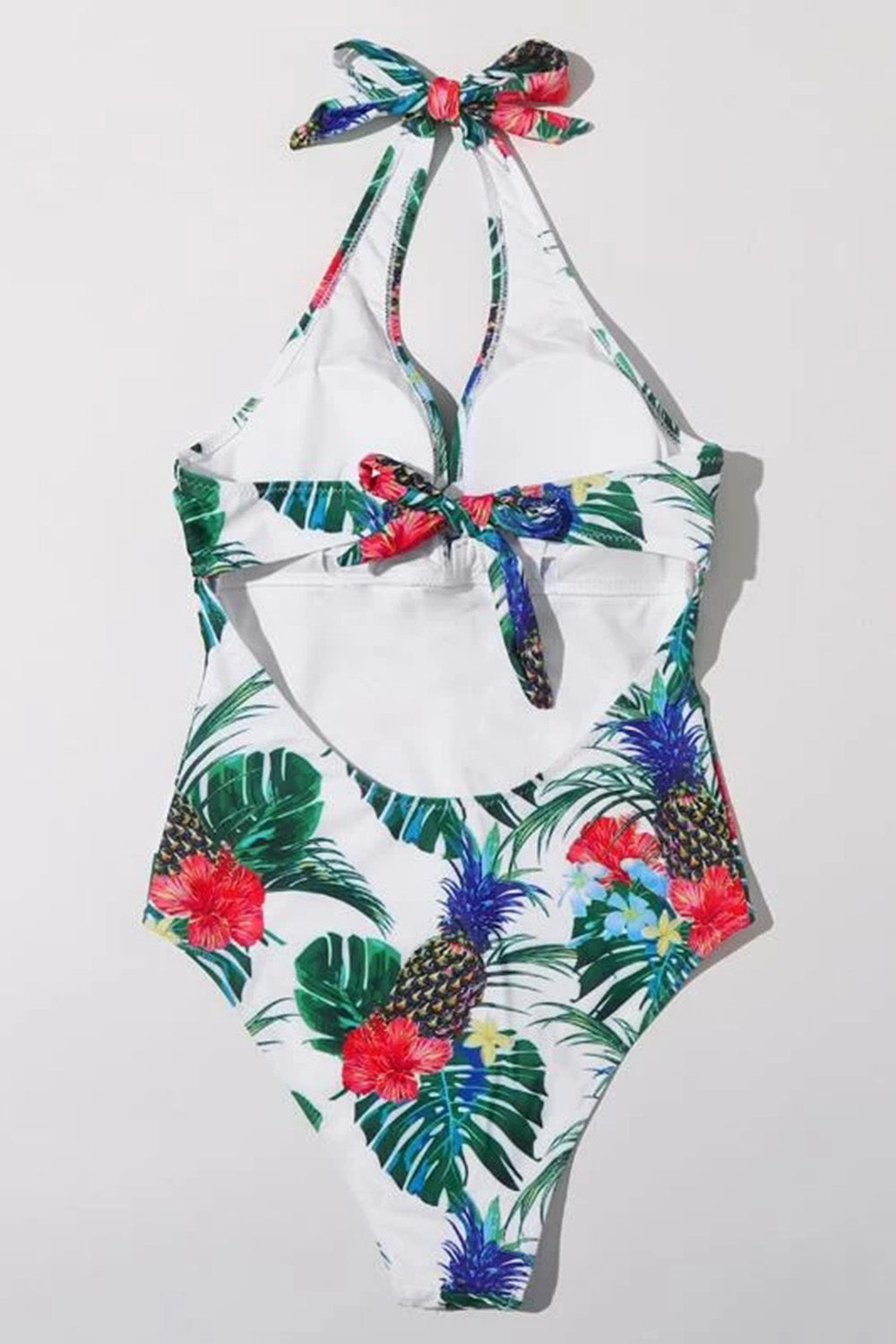 Tropical Random Print Twist Detail One Piece Swimsuit