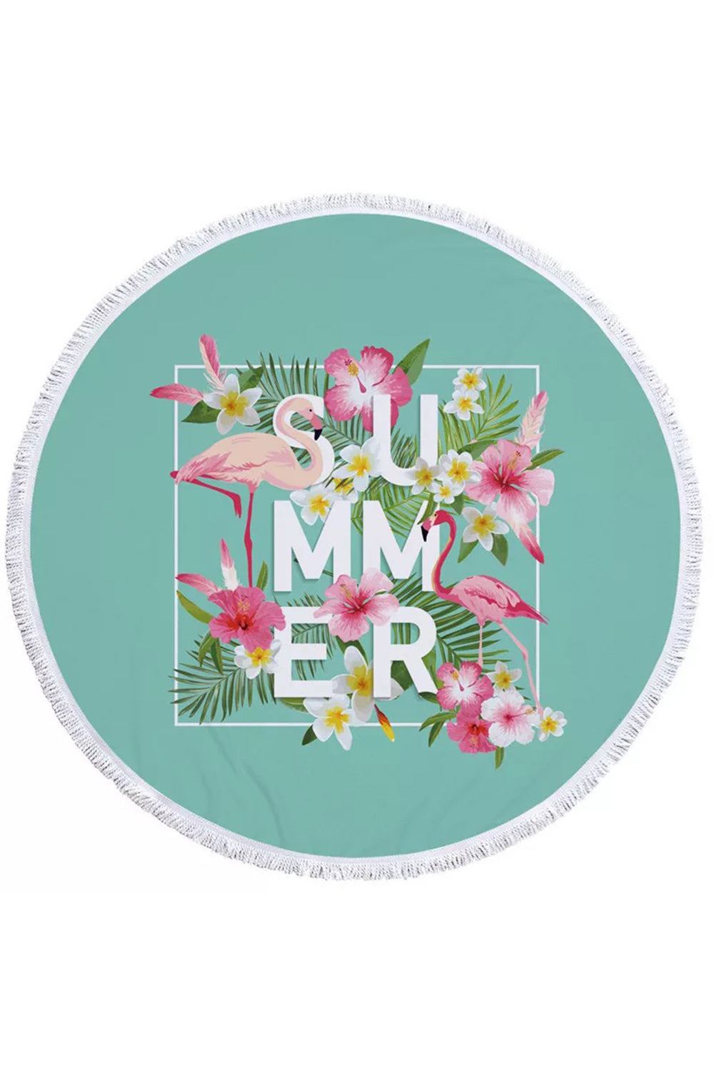 Hot Tropical Flamingo Round Beach Cover Up Beach Mat Towel Shawl Yoga Mat Summer Sarong Cloak Camping Mat