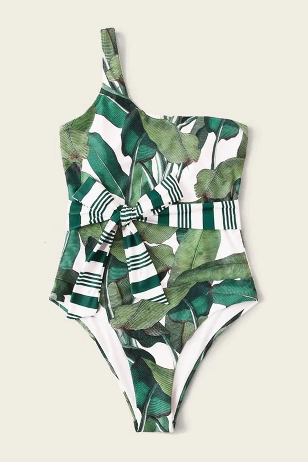 Tropical One Shoulder One Piece Swimsuit