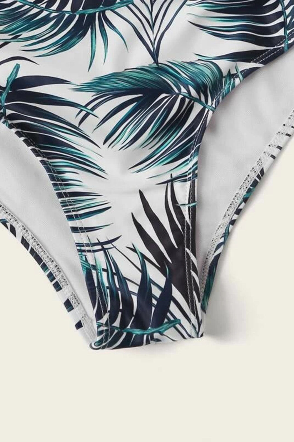 Tropical Print Halter Cutout One Piece Swimsuit