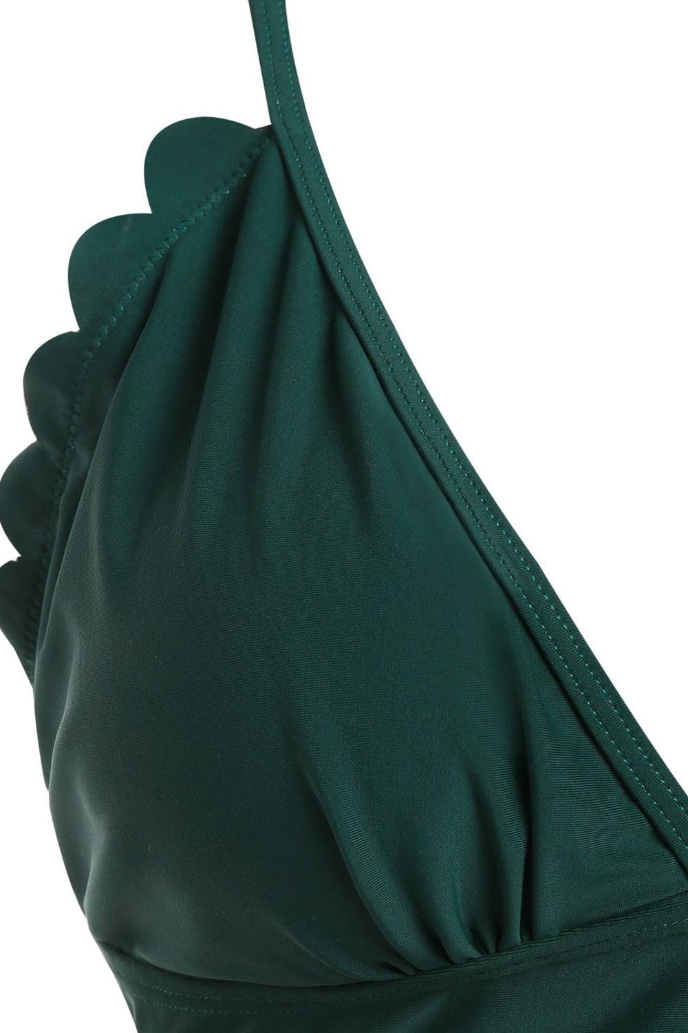 Low Cut Floral Print Scalloped Tankini Swimwear