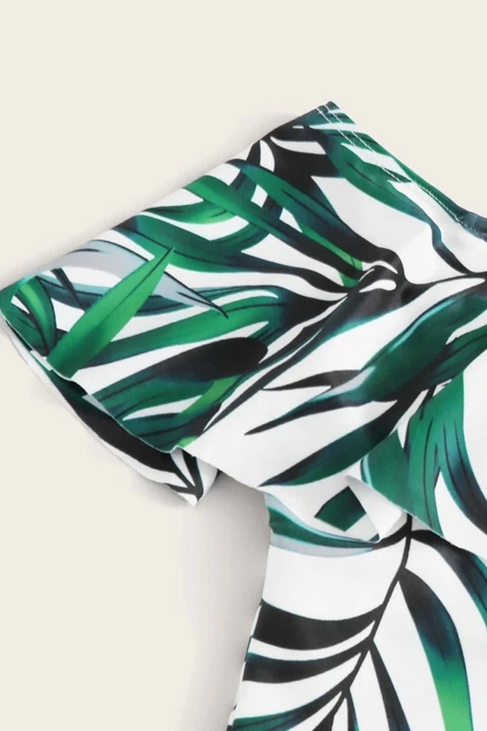 Tropical Ruffle Bardot One Piece Swimwear