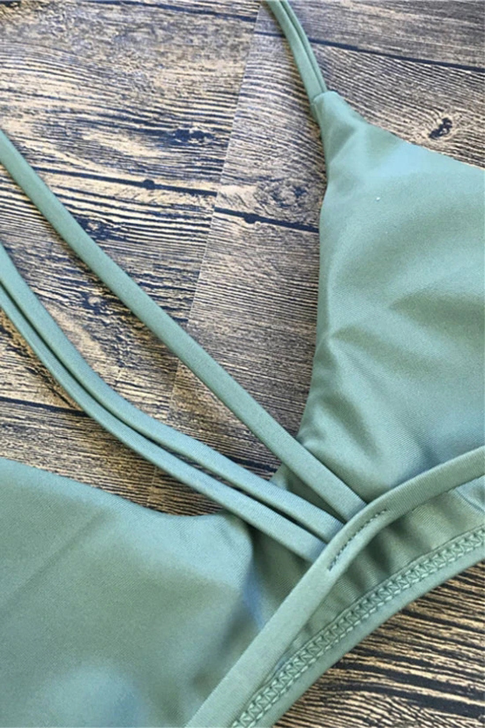 OLIVE STRAPPY TRIANGLE BRAZILIAN BIKINI SWIMSUIT