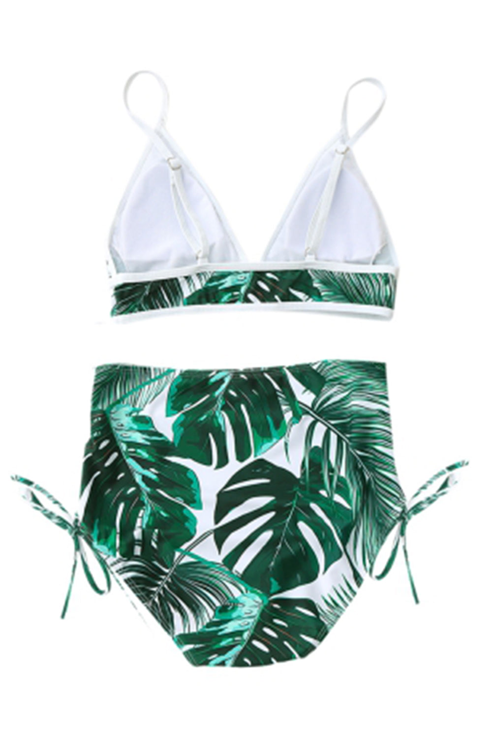 High Waist Tropical Leaf Print Bikini Set
