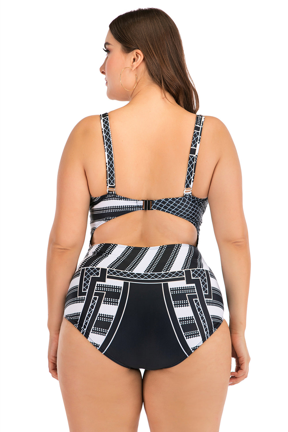 Plus Size Vintage Stripe V neck Bikini Swimsuit