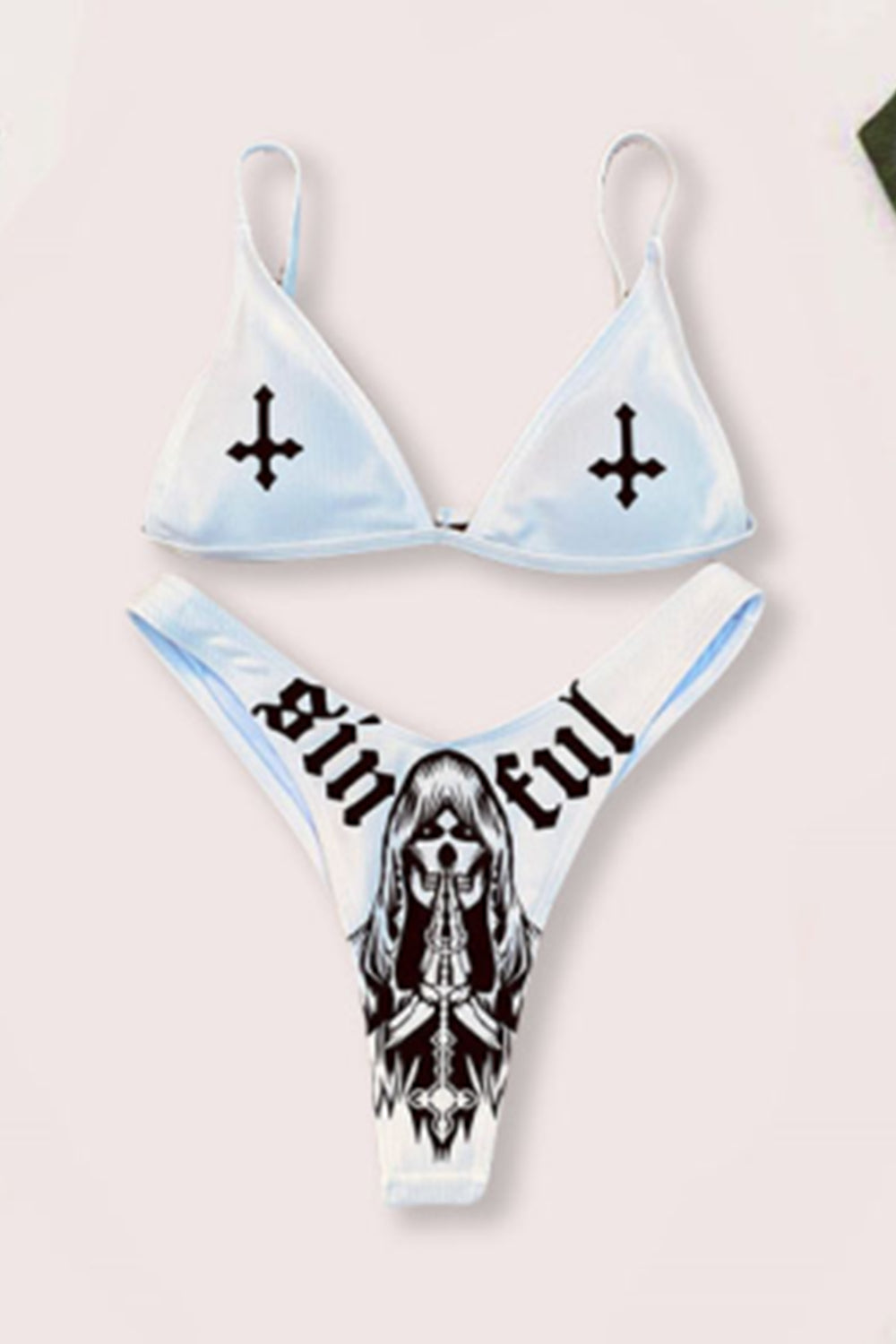 Halloween Cross Skull Print Sexy Beach Casual Bikini