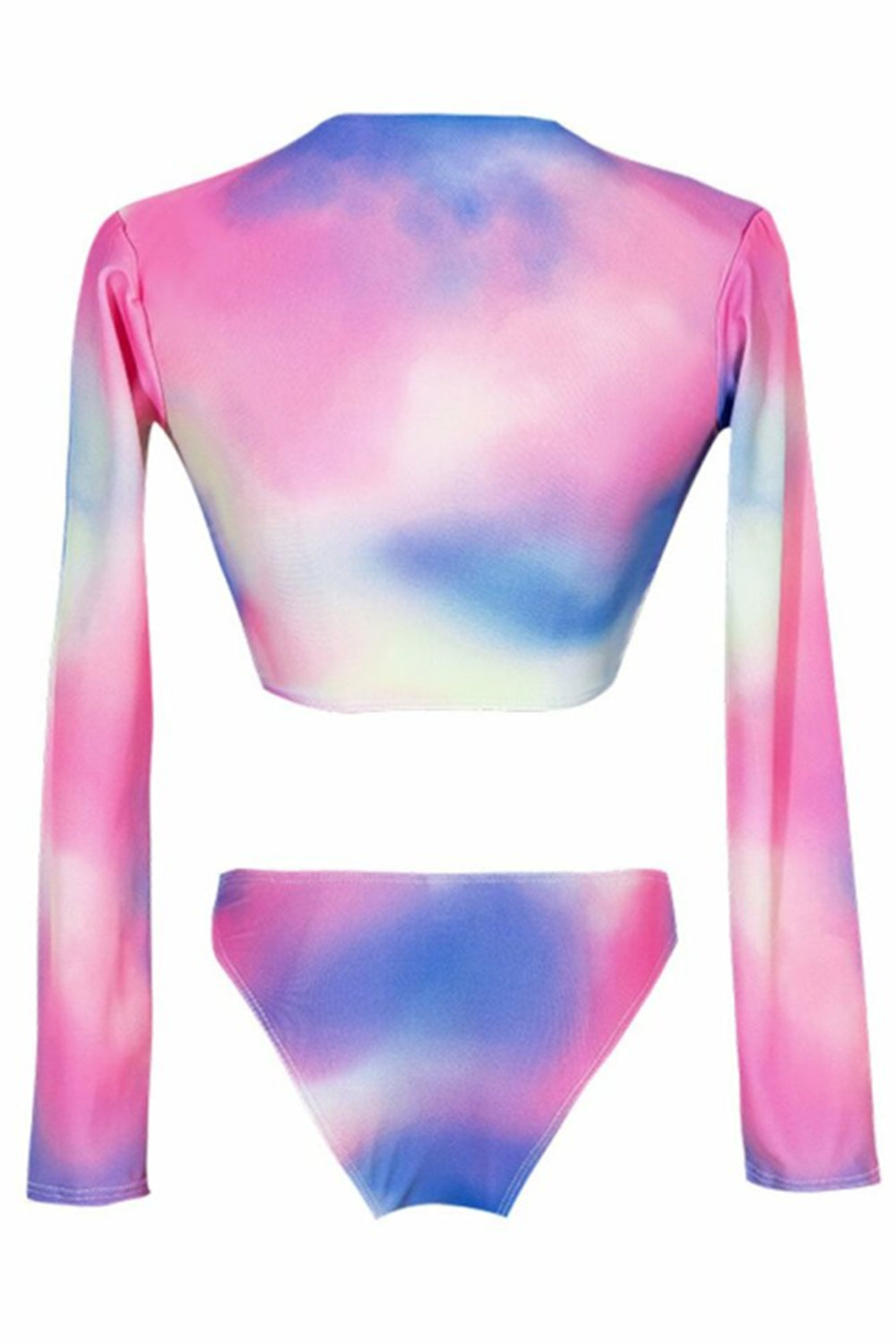 TIE DYE HIGH LEG LONG SLEEVE BIKINI SWIMSUIT
