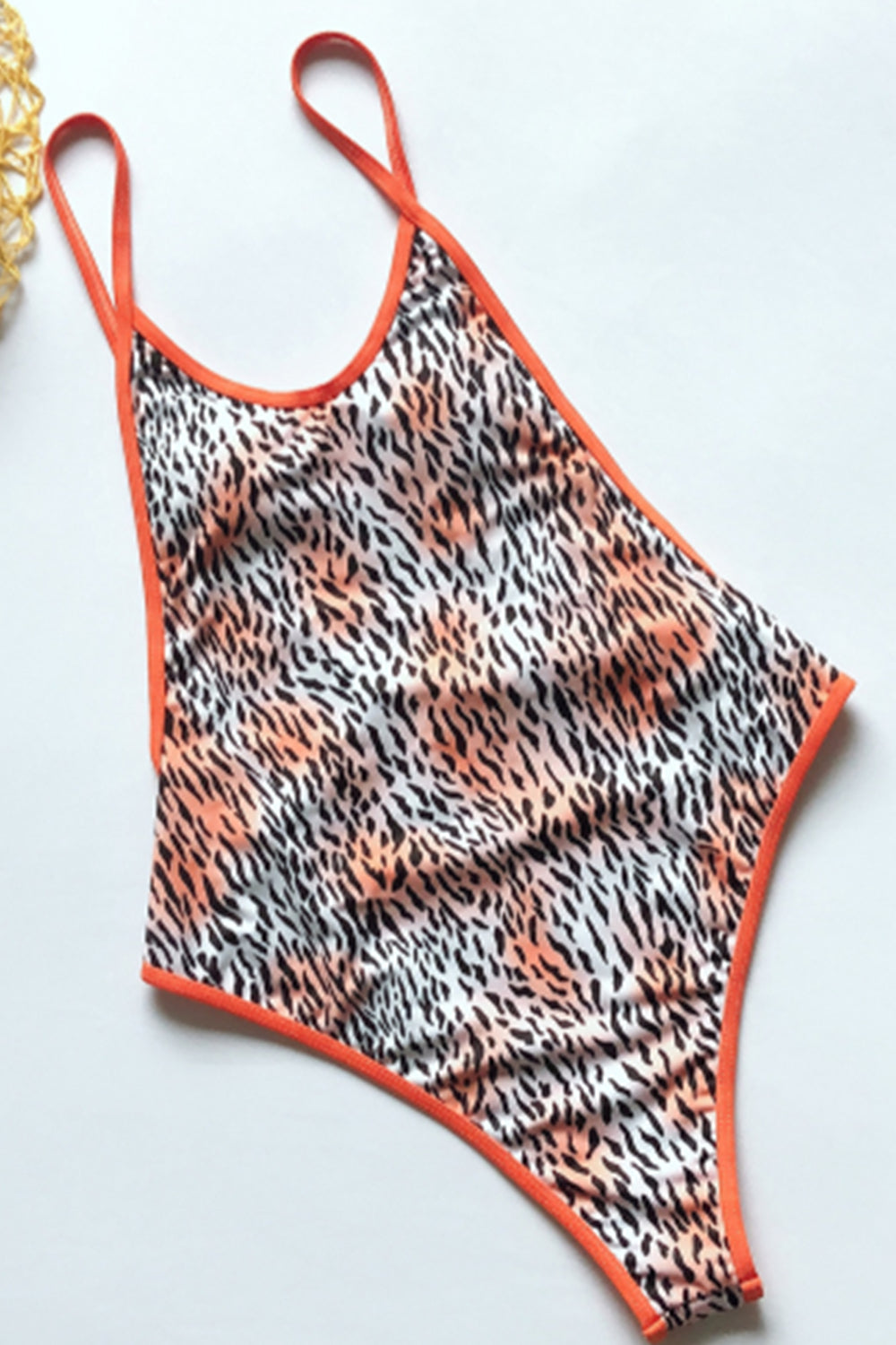 WOMEN SEXY LEOPARD HIGH LEG BACKLESS ONE PIECE SWIMSUIT