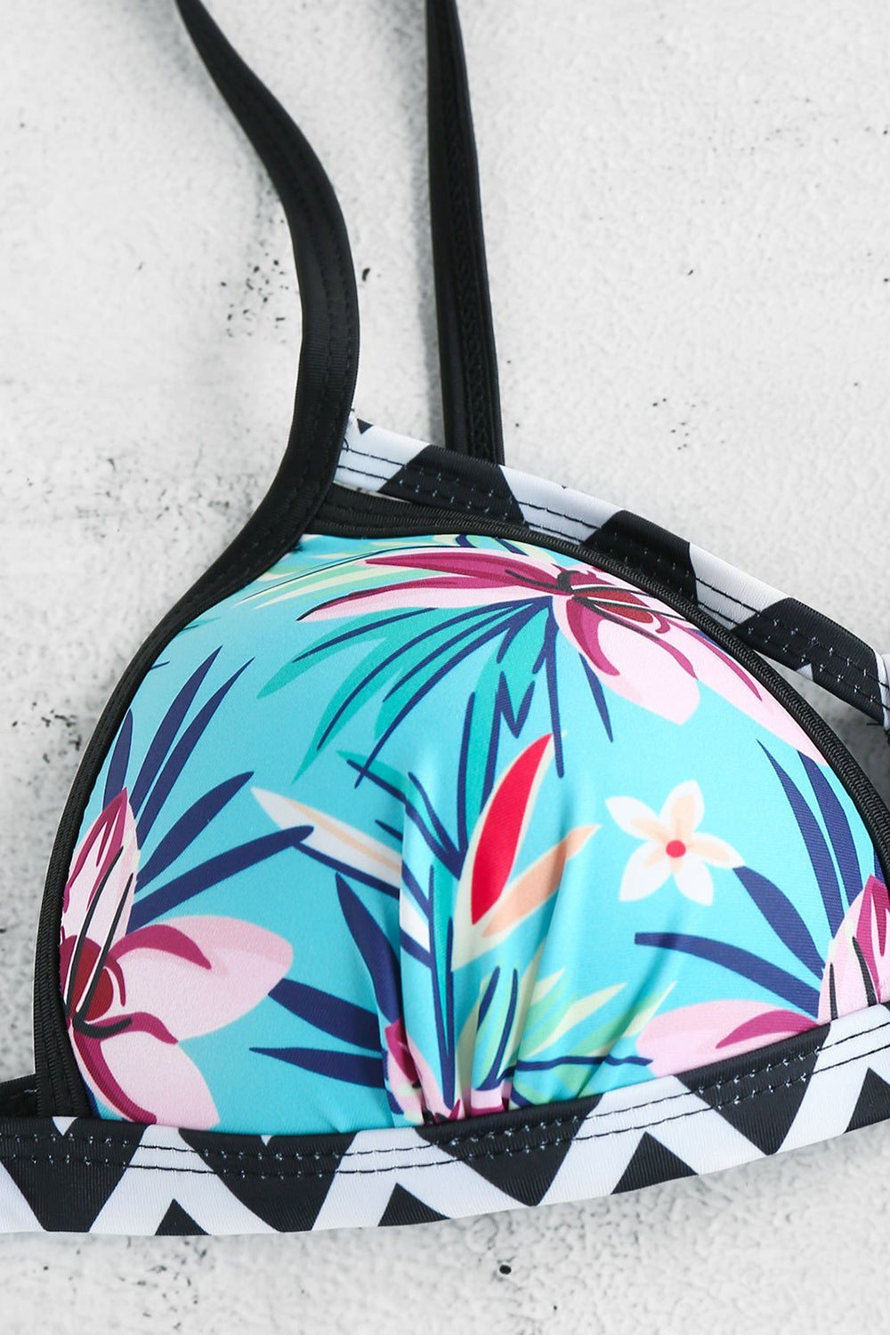 Floral Print Strappy Padded Bikini Set