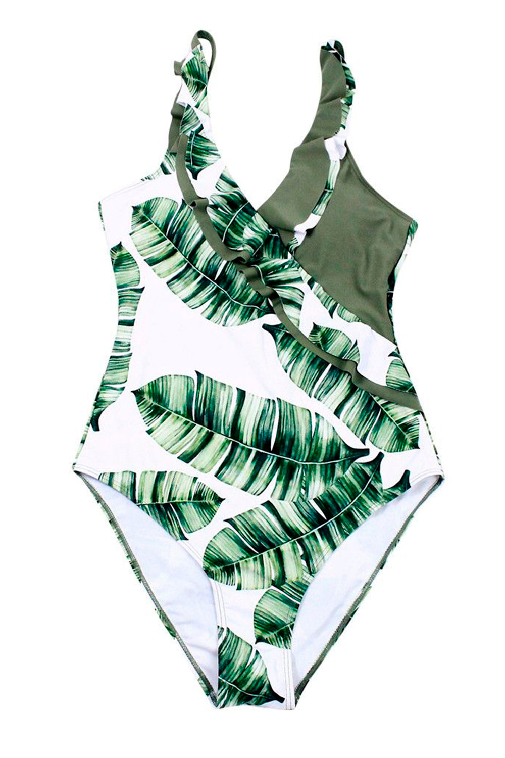 Women Vintage Retro Bathing Suit Shoulder Ruffle Swimwear