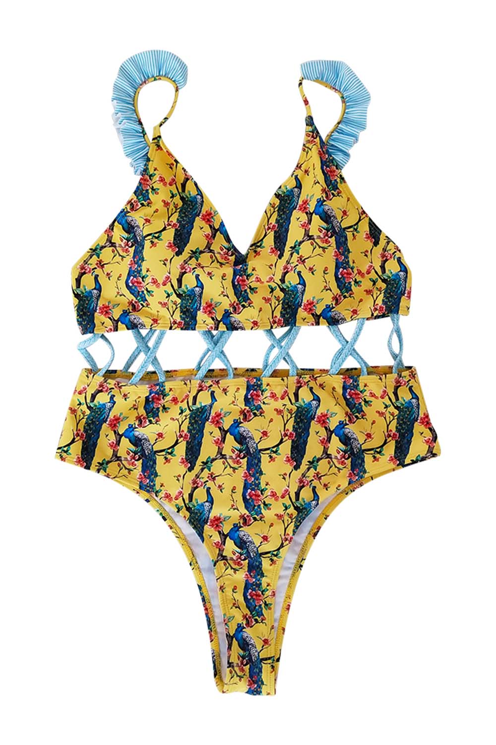 Iyasson Floral Criss Cross One-piece Swimsuit