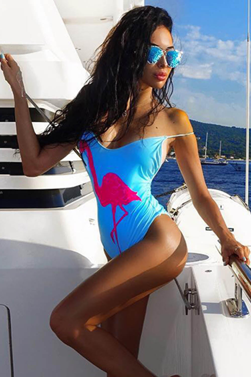 Iyasson Flamingo Cartoon One-piece Swimwear
