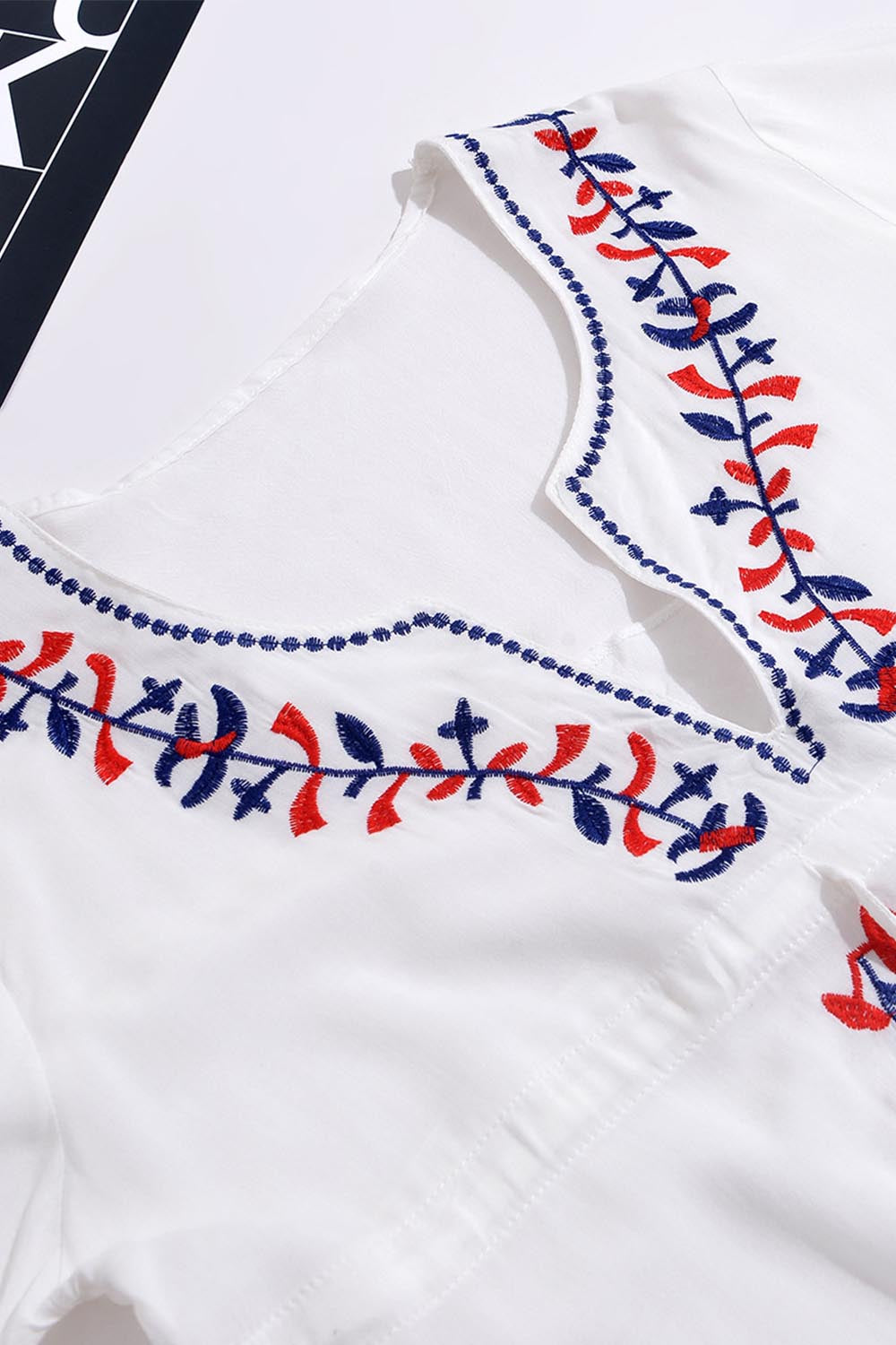 Iyasson Long Sleeve Floral Embroidered Smock Dress