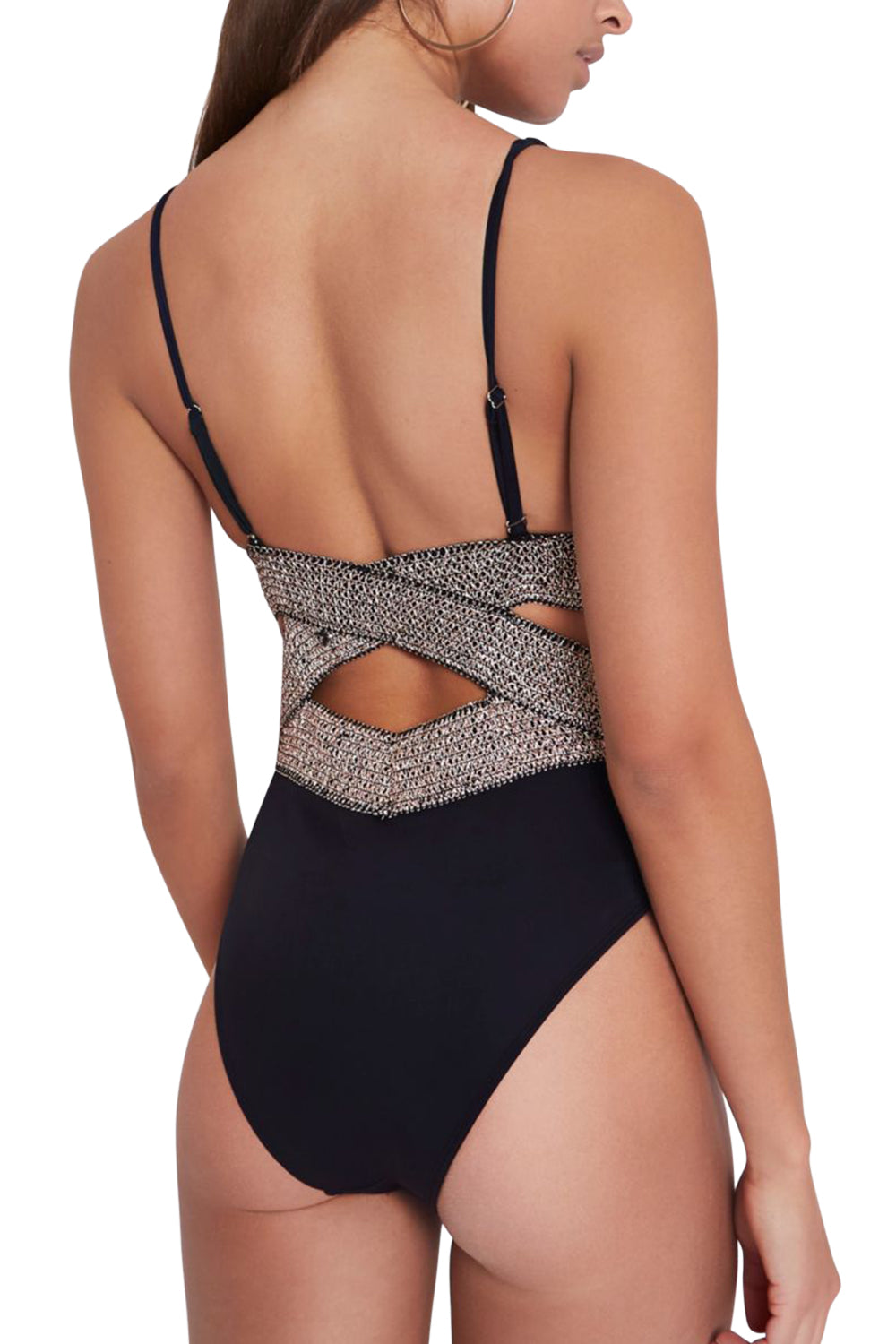 Iyasson Womens Sexy Hollow Spaghetti Strap One-piece Swimsuit