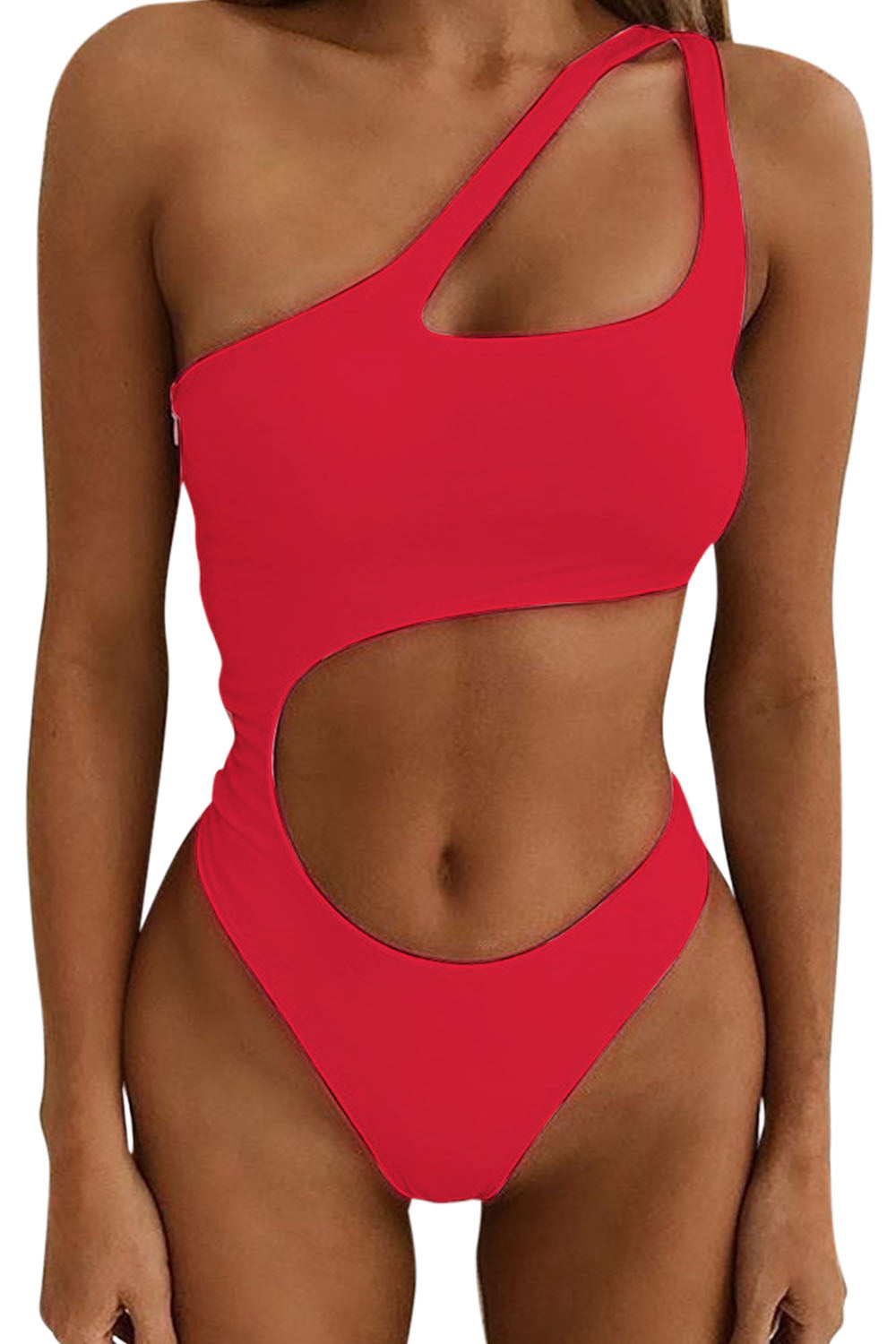 Iyasson Women's Sexy One-Shoulder Strap Hollow One-piece Swimsuit