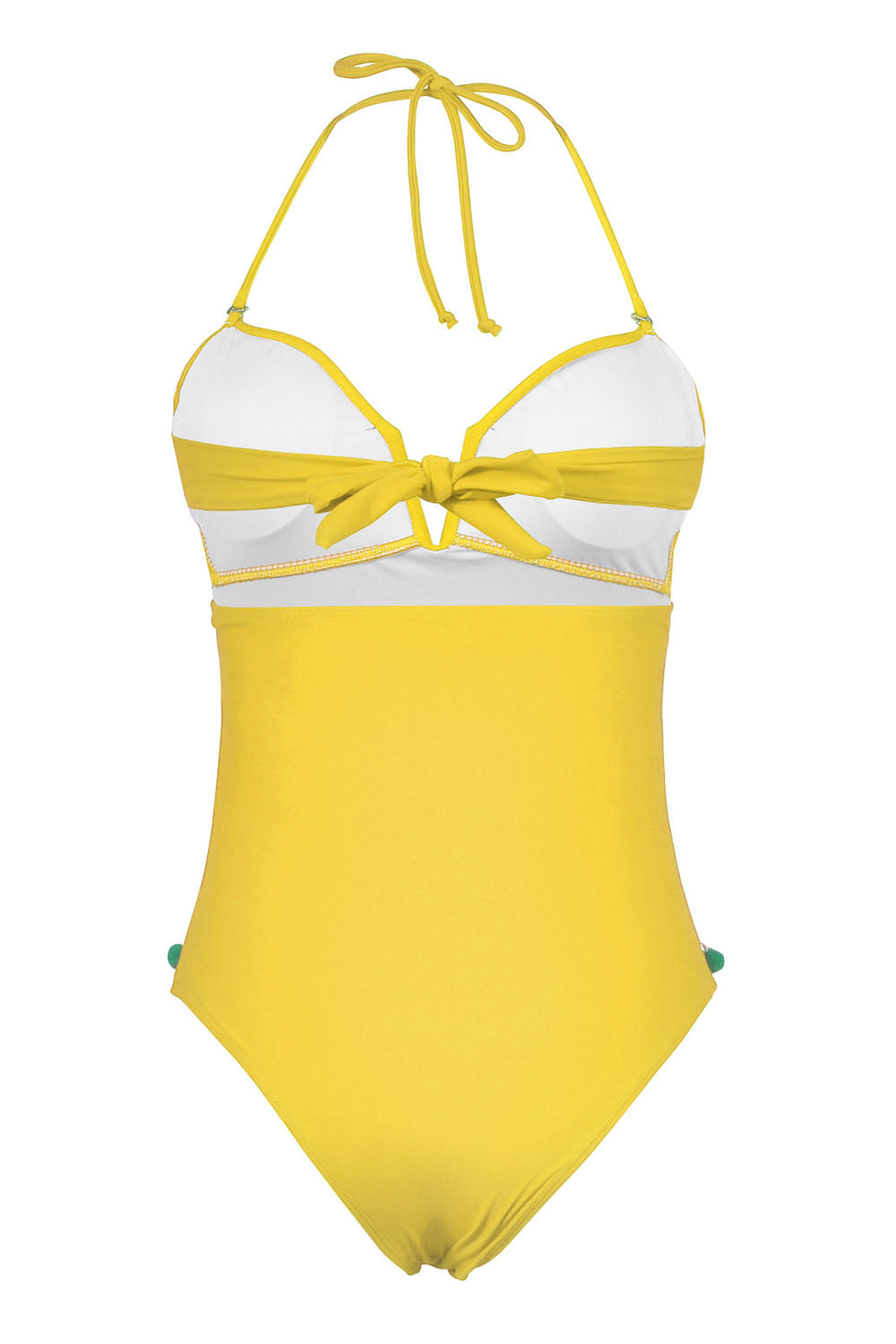 Iyasson Women's Sexy Deep V-Neck Mesh Stitching Tassel Halter Swimsuit