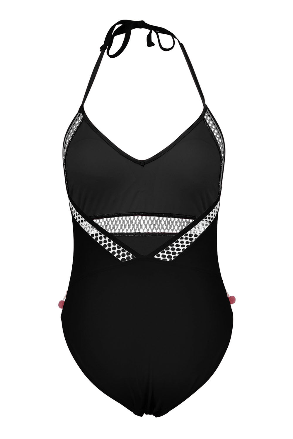 Iyasson Women's Sexy Deep V-Neck Mesh Tassel Halter Swimsuit