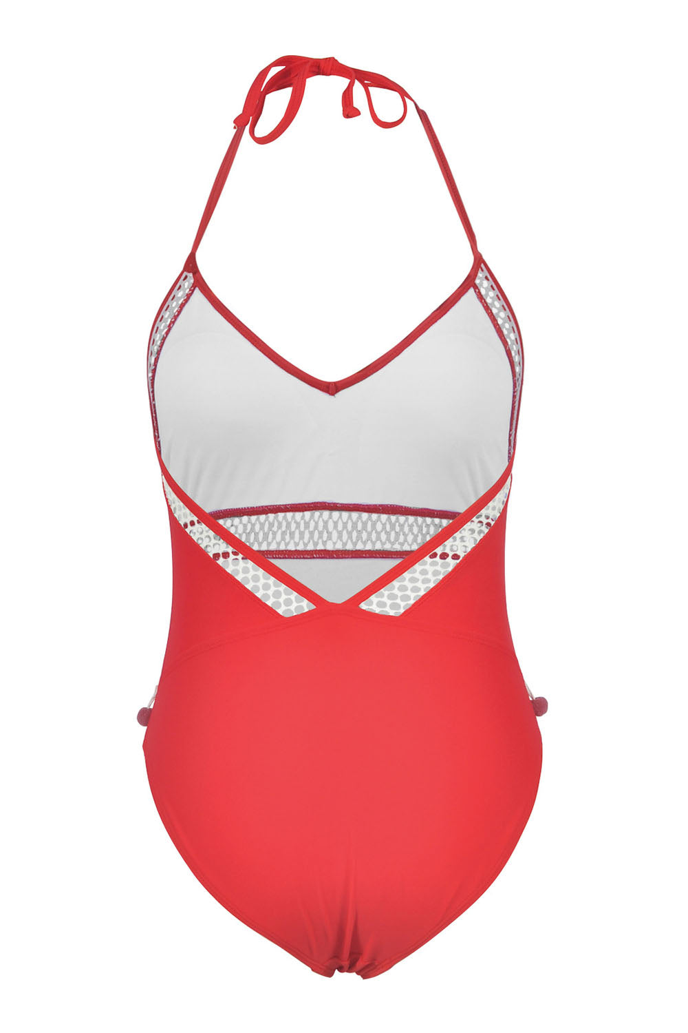 Iyasson Women's Sexy Deep V-Neck Mesh Tassel Halter Swimsuit