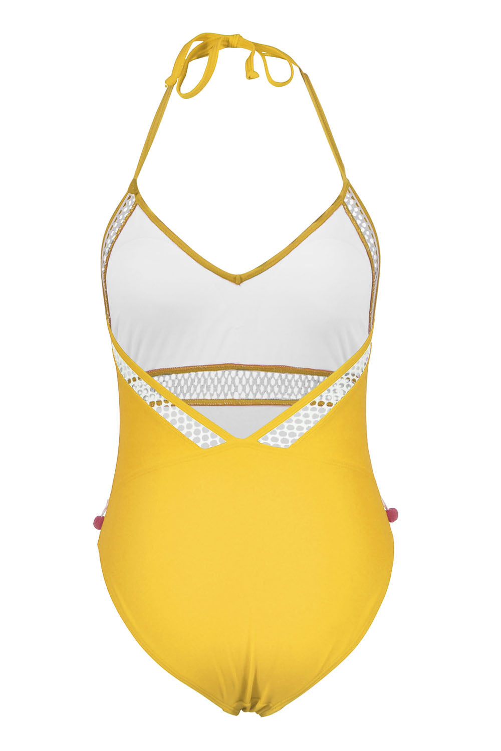 Iyasson Women's Sexy Deep V-Neck Mesh Tassel Halter Swimsuit