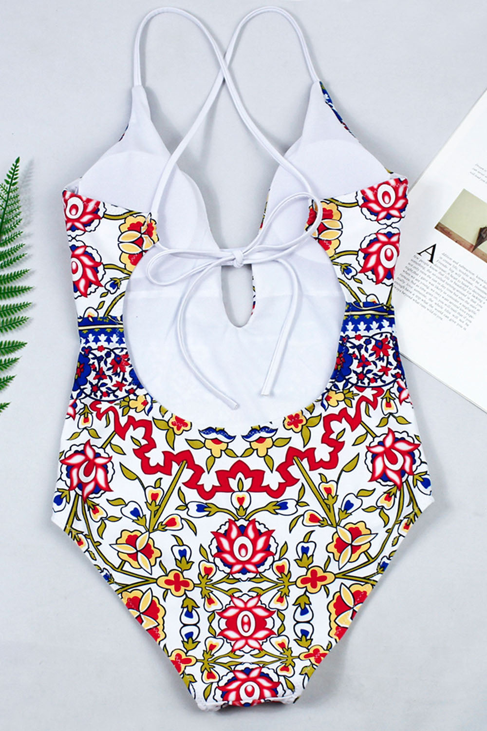 Iyasson Women's Sexy Deep V-Neck Hollow Back Cross Backless Swimsuit