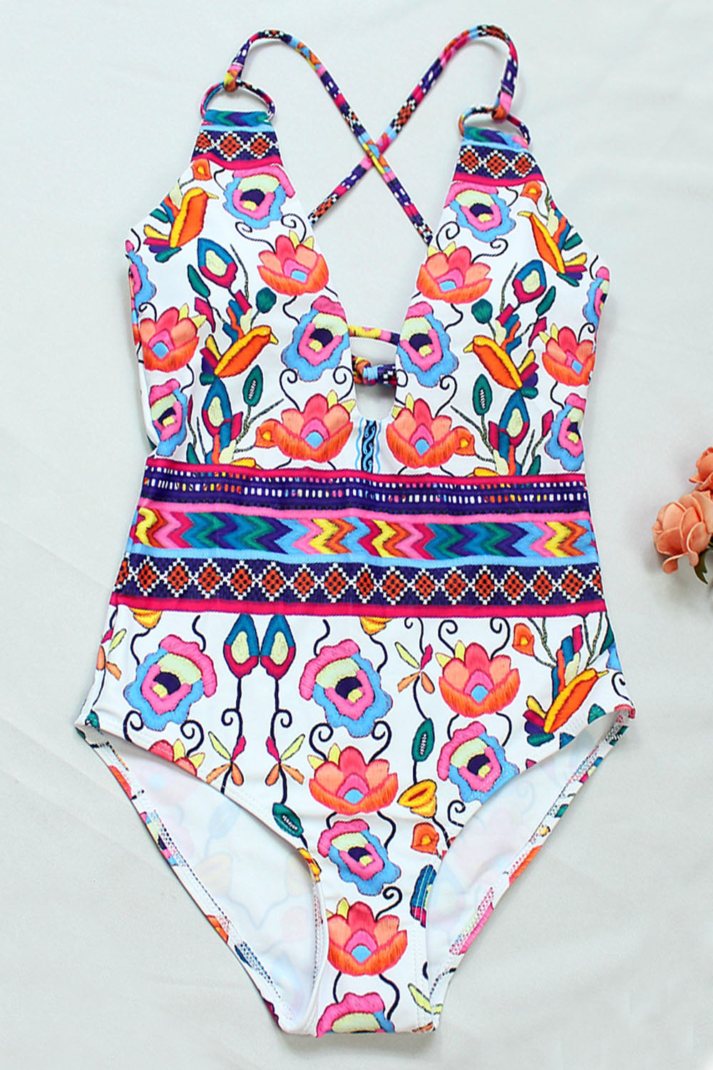 Iyasson Women's Sexy Deep V-Neck Hollow Back Cross Backless Swimsuit